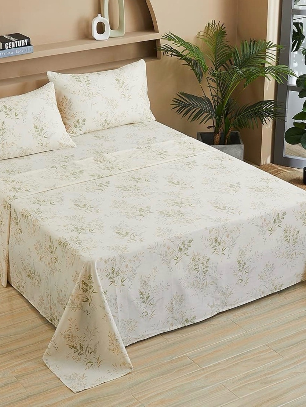 Fadfay 100% Muslin cotton king size -4 piece double gauze Vintage Floral (cream